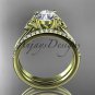 14kt yellow gold diamond celtic trinity knot engagement set with a Moissanite center stone CT7154S