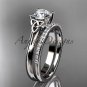 Platinum diamond celtic trinity knot engagement set with a Moissanite center stone CT7154S