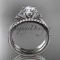 Platinum diamond celtic trinity knot engagement set with a Moissanite center stone CT7154S