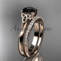 14kt rose gold diamond celtic trinity knot engagement set with a Black Diamond center stone CT7154S