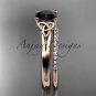 14kt rose gold diamond celtic trinity knot engagement set with a Black Diamond center stone CT7154S