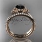 14kt rose gold diamond celtic trinity knot engagement set with a Black Diamond center stone CT7154S