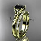 14k yellow gold diamond celtic trinity knot engagement set with a Black Diamond center stone CT7154S