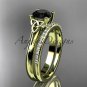 14k yellow gold diamond celtic trinity knot engagement set with a Black Diamond center stone CT7154S