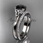 Platinum diamond celtic trinity knot engagement set with a Black Diamond center stone CT7154S