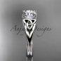 14kt white gold celtic trinity knot engagement ring with a Moissanite center stone CT7189