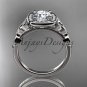 14kt white gold celtic trinity knot engagement ring with a Moissanite center stone CT7189