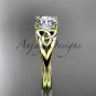 14kt yellow gold celtic trinity knot engagement ring with a Moissanite center stone CT7189
