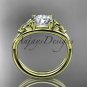14kt yellow gold celtic trinity knot engagement ring with a Moissanite center stone CT7189