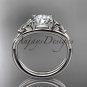 Platinum celtic trinity knot engagement ring with a Moissanite center stone CT7189