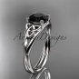 14kt white gold celtic trinity knot engagement ring with a Black Diamond center stone CT7189