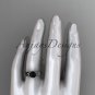 14kt white gold celtic trinity knot engagement ring with a Black Diamond center stone CT7189