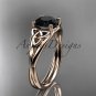 14kt rose gold celtic trinity knot engagement ring with a Black Diamond center stone CT7189