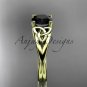 14kt yellow gold celtic trinity knot engagement ring with a Black Diamond center stone CT7189