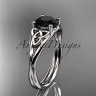 Platinum celtic trinity knot engagement ring with a Black Diamond center stone CT7189