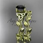 14k yellow gold celtic trinity knot engagement set with a Black Diamond center stone CT7238S
