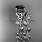 Platinum celtic trinity knot engagement set with a Black Diamond center stone CT7238S
