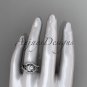 14kt white gold diamond celtic trinity knot engagement ring with a Moissanite center stone CT7244