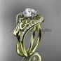 14kt yellow gold diamond celtic trinity knot engagement ring with a Moissanite center stone CT7244