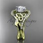 14kt yellow gold diamond celtic trinity knot engagement ring with a Moissanite center stone CT7244