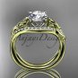 14kt yellow gold diamond celtic trinity knot engagement ring with a Moissanite center stone CT7244