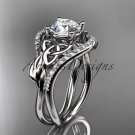 Platinum  diamond celtic trinity knot engagement ring with a Moissanite center stone CT7244