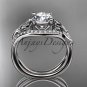 Platinum diamond celtic trinity knot engagement ring with a Moissanite center stone CT7244