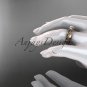 14kt rose gold diamond celtic trinity knot engagement ring with a Moissanite center stone CT7253