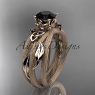 14kt rose gold diamond celtic trinity knot engagement ring with a Black Diamond center stone CT7253