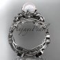 14kt white gold diamond pearl unique engagement set, wedding set AP151S