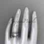 Platinum  diamond pearl unique engagement set, wedding set AP151S