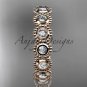 14k rose gold white sapphire flower wedding ring, engagement ring, wedding band ADLR345