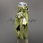 14kt yellow gold diamond floral, leaf and vine wedding ring, engagement ring ADLR253