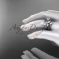 14kt white gold diamond butterfly engagement set with a Moissanite center stone ADLR136