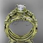 14kt yellow gold diamond butterfly engagement set with a Moissanite center stone ADLR136
