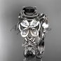 14kt white gold diamond floral, butterfly engagement set with a Black Diamond center stone ADLR136S