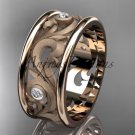 14kt rose gold diamond engagement ring, wedding band ADLR121BB