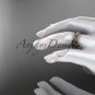 14kt rose gold leaf engagement ring, wedding band ADLR414G