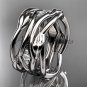 14kt white gold leaf and vine wedding ring, wedding band ADLR351B