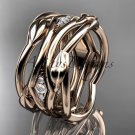 14kt rose gold leaf and vine wedding ring, wedding band ADLR351B