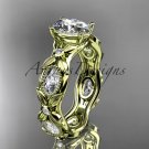 14kt yellow gold diamond leaf and vine engagement ring with a Moissanite center stone ADLR152