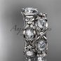 14kt white gold diamond leaf and vine engagement set with a Moissanite center stone ADLR152S