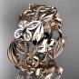 14kt rose gold leaf and vine, butterfly wedding ring,wedding band ADLR346B