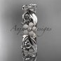 14kt white gold flower wedding ring, engagement ring, wedding band ADLR191G