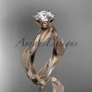 Unique 14k rose gold leaf and vine engagement ring, wedding ring ADLR343