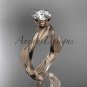 Unique 14k rose gold leaf and vine engagement ring, wedding ring ADLR343