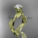 Unique 14k yelloe gold leaf and vine engagement ring, wedding ring ADLR343