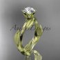 Unique 14k yelloe gold leaf and vine engagement ring, wedding ring ADLR343