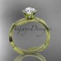 Unique 14k yelloe gold leaf and vine engagement ring, wedding ring ADLR343