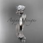 Unique 14k white gold leaf and vine engagement ring with a Moissanite center stone ADLR343